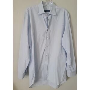 TOM JAMES Dress Shirt Men's Sz M Blue Small Checkered Executive Collection